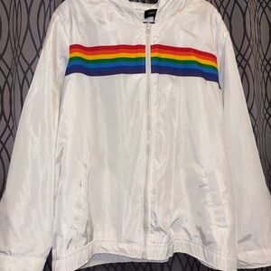 New Look Kids White Jacket with Rainbow Stripes